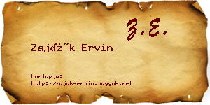 Zaják Ervin névjegykártya